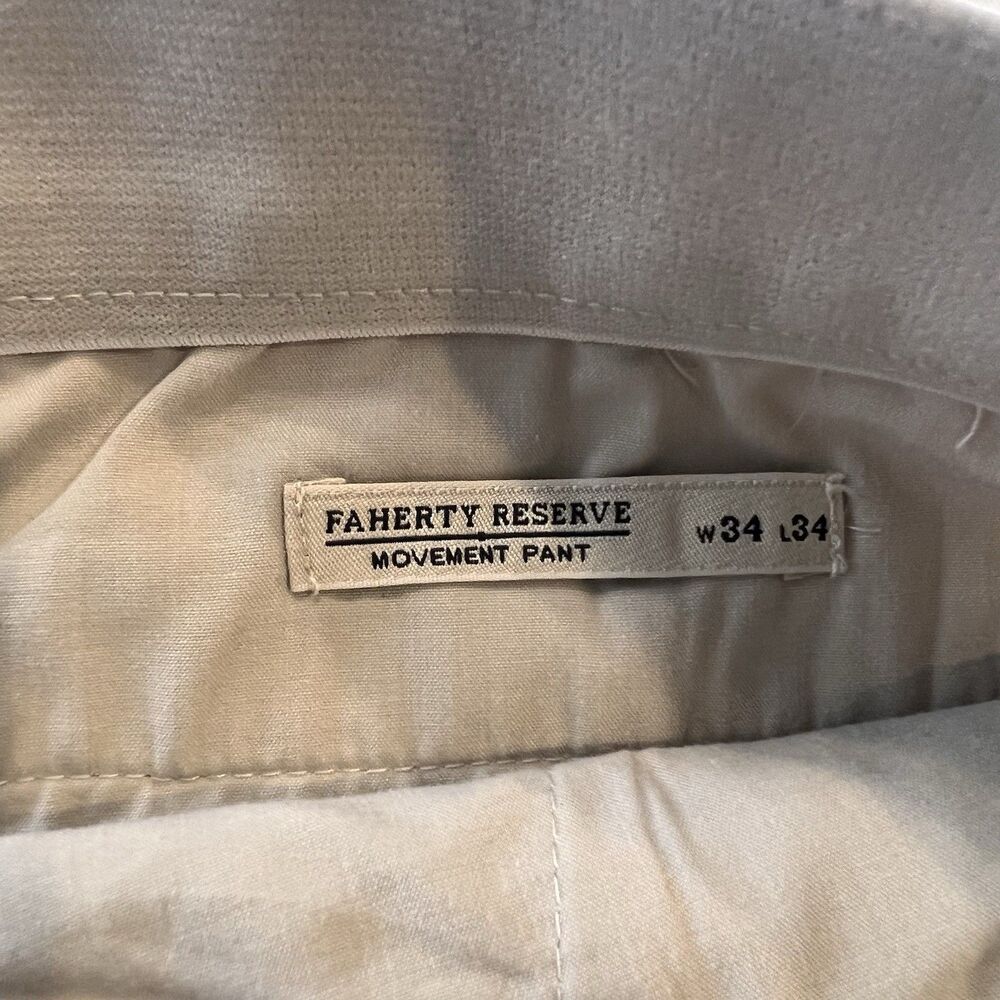 Faherty Reserve Movement Men’s Pant Size 34x34 Beige - Picture 6 of 10